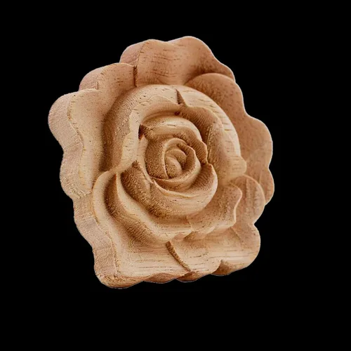 Miniatura 2 de 4 piezas de madera tallada de onlay apliques de madera de rosa tallada para muebles de cama, decoración de gabinete