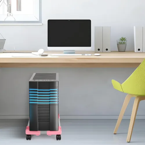 Miniatura 6 de Liitrton Soporte de CPU móvil Soporte de torre ajustable para computadora con 4 ruedas giratorias que se adapta a la mayoría de PC (negro)