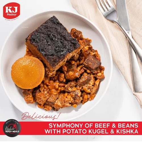 Miniatura 3 de KJ Poultry Comidas preparadas Kosher – Chulent de carne y kugel, MRE comidas de carne listas para comer, comida de shabat (paquete de 6) preparada
