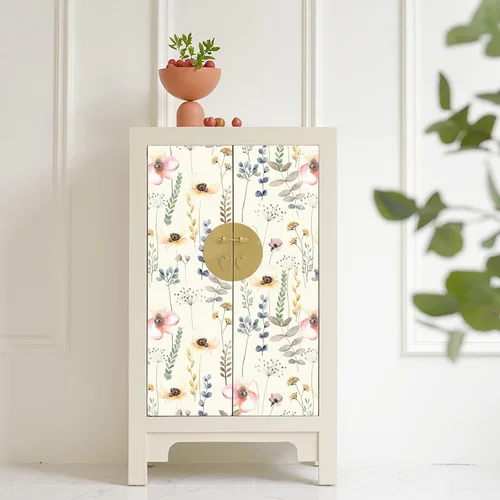 Miniatura 5 de Blooming Wall DPYA34 - Papel tapiz autoadhesivo extraíble, diseño de flores frescas en color pastel, 14.5 pies cuadrados/rollo