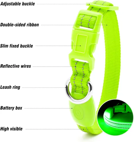 Miniatura 3 de Collares de perro con luz Visinite para perros pequeños, collar de perro LED recargable, collar de perro iluminado totalmente ajustable, collares