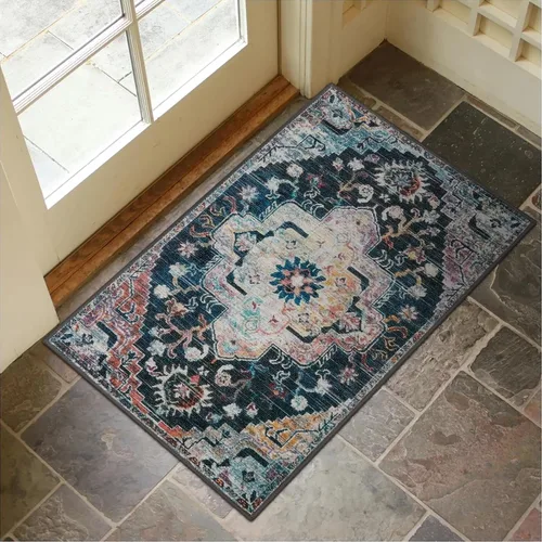 Miniatura 57 de Collive Tapete lavable para puerta de interior, antideslizante, alfombra de entrada retro de 20 x 32 pulgadas, tapete de entrada de absorción Multi