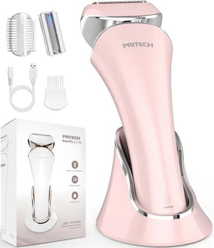 Miniatura 10 de PRITECH Maquinilla de afeitar eléctrica para mujer, afeitadora recargable para mujer, afeitadora portátil para piernas, brazos, axilas, bikini