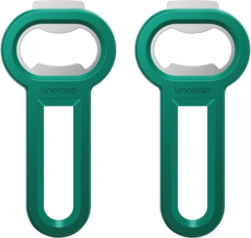 Miniatura 13 de Linoroso Abrebotellas magnético para refrigerador, abridor de botellas de cerveza y abrelatas de soda con captador de tapas, abridor de cerveza negro