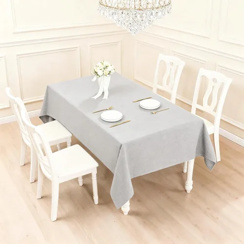 Miniatura 80 de Mantel para mesa rectangular de 55x71 pulgadas, de lino sintético, resistente a las arrugas e impermeable, color beige, para cocina, comedor