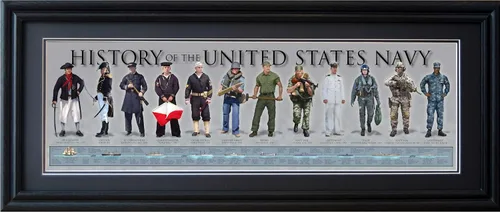 Pósteres e impresiones enmarcados de la Historia de la Marina de los Estados Unidos | Regalos de arte de pared militar estadounidense y decoración