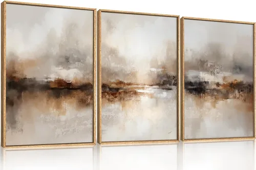 Miniatura 43 de Arte de Pared de Lienzo Enmarcado con Grandes Pinceladas Abstractas, Decoración de Pared Azul Marino Neutro, Pintura de Pared Moderna en Tonos