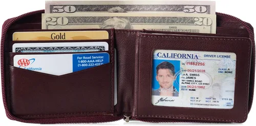 Miniatura 2 de Alpine Swiss Logan Zipper Bifold Wallet For Men or Women RFID Safe Comes in a Gift Box