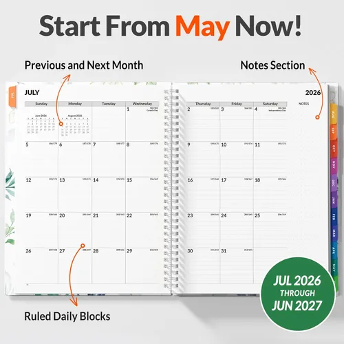 Miniatura 46 de SUNEE Libro de citas 2026-2027, trimestral por hora, semanal y mensual, de julio de 2026 a junio de 2027, planificador académico de 6.4 x 8.3