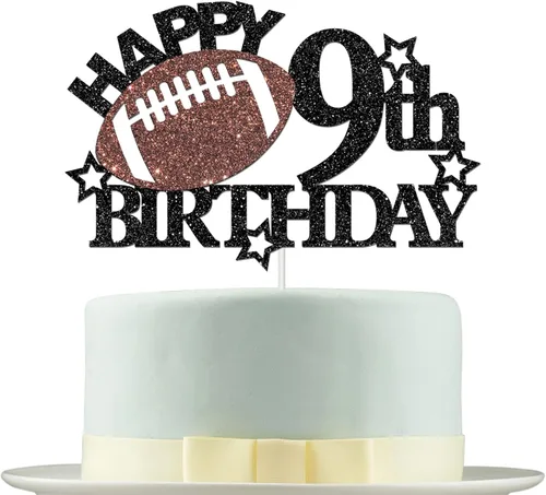 Decoración para pastel de cumpleaños de 9º cumpleaños de fútbol – Decoración de fiesta de cumpleaños temática de fútbol/deporte para niños –