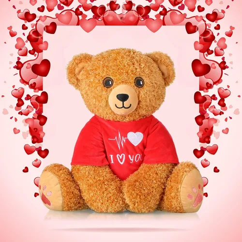 Miniatura 4 de Chalyna Oso de peluche para el día de San Valentín, de 16 pulgadas, oso de peluche para novia, oso de peluche romántico para regalos de cumpleaños