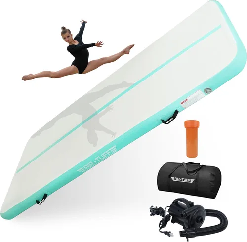 Miniatura 8 de Alfombrilla inflable para gimnasia Pista de aire para volteretas con bomba eléctrica para gimnasio en casa, yoga, animación, equipo de gimnasia