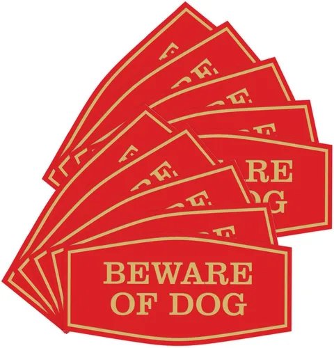 Miniatura 18 de All Quality Fancy Beware of Dog Letrero Material duradero Señales de seguridad para el hogar Fácil de instalar (negro/oro), mediano, 1 paquete