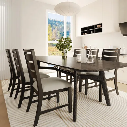 Miniatura 11 de COLAMY Juego de 2 sillas de comedor de madera, sillas de comedor tapizadas de granja con cojín de 3.5 pulgadas de grosor, sillas de cocina FSC
