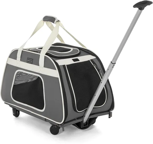 Miniatura 9 de PETSFIT Transportador para gatos aprobado por aerolíneas con ruedas diseñado para perros/gatos pequeños con cuerda de seguridad ajustable y ruedas