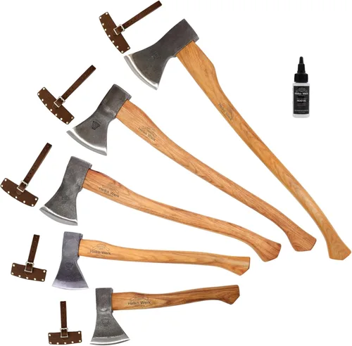 Miniatura 12 de 1844 Helko Werk Germany Hacha tradicional de carpintería de la Selva Negra, hecha en Alemania, Hacha Bushcraft forjada a mano y hacha forestal
