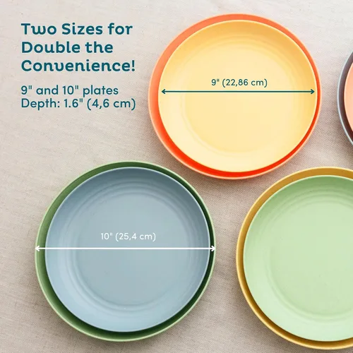 Miniatura 6 de Nook Theory Juego de 8 platos reutilizables de paja de trigo - Platos de cena no tóxicos y sin plástico para niños y adultos, plato ligero
