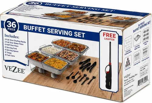 El kit de servicio de bufé de 36 piezas incluye kits de roce y utensilios de servir para todo tipo de fiestas y eventos | Juego de fiesta desechable