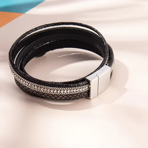 Miniatura 5 de Pulseras bohemias de cuero con cierre magnético para mujer, Cuero sintético