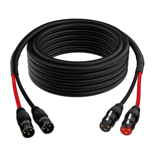 Cables XLR Snake de 2 canales de 4 pies, cable de micrófono XLR de 2 colores macho a hembra con código de color, para grabación, estudios, en vivo,