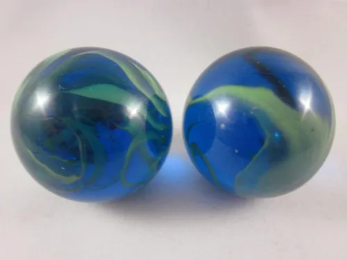 Miniatura 2 de Juego de 2 tortugas marinas de 1.378 in roca translúcida azul/verde remolino grande tirador mármol de vidrio sólido decoración acuario relleno