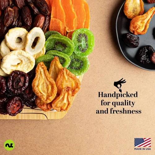 Miniatura 8 de NUT CRAVINGS - Cesta de regalo con arreglo floral de frutas secas navideñas en cesta de regalo de madera en forma de manzana + bandeja (9 surtido)
