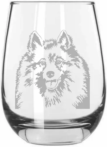 Miniatura 387 de Sakhalin Husky Dog - Copa de vino grabada personalizada de 15.25 onzas sin tallo