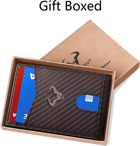 Miniatura 7 de Cartera Bulliant fina para hombre, cartera de piel para hombre con bolsillo delantero para tarjetas, 7 x 10 x 27cm (3" x 4.3"), 11 tarjetas+clip