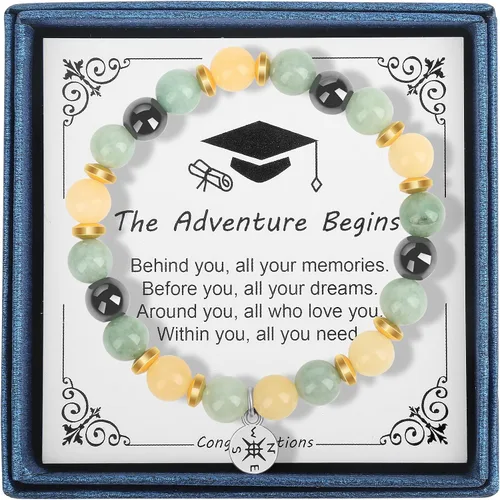 Graduation Gifts for Her Him 2023, College Graduation Gifts High School Graduation Gifts for Women Men, Stretch Beads Compass Bracelet Jewelry with