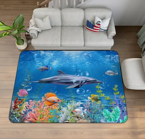 Miniatura 9 de Alfombra de ilusión óptica 3D azul y verde, patrón geométrico de remolino, para dormitorio, sala de estar, decoración de interiores, 63 x 47