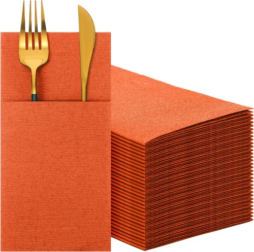 Miniatura 11 de Cindeer 150 piezas de servilletas de cena azul marino con sensación de lino, bolsillo plano incorporado, preplegadas, servilletas de papel 2-Azul