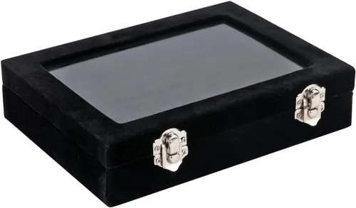 Miniatura 3 de Ivosmart Caja de almacenamiento de 7 ranuras para anillos de cristal de terciopelo, caja de almacenamiento para joyas, soporte organizador