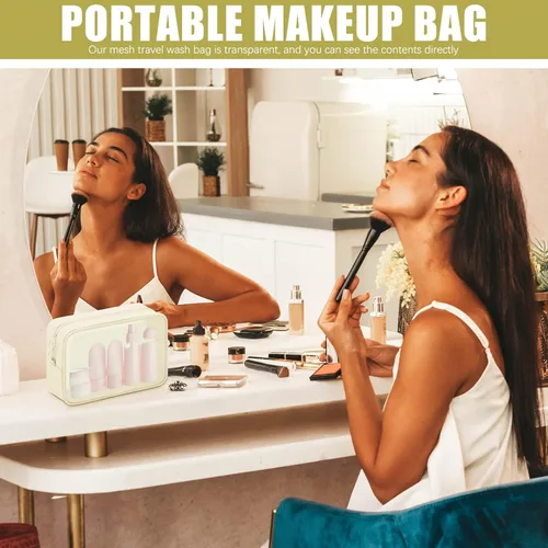 Miniatura 6 de Weewooday 4 piezas Bolsa de maquillaje de malla Bolsa de cosméticos de malla Bolsa de viaje para artículos de tocador con cremallera Mini bolsa