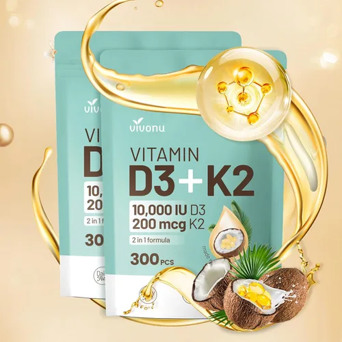 Miniatura 10 de VivoNu Gotas de vitamina D3 K2, D3 20000 UI y K2 como MK-7 400mcg con magnesio, calcio, zinc y Omega 3 para inmune*, estado de ánimo*, hueso* salud
