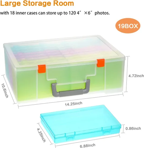 Miniatura 3 de Caja de almacenamiento de fotos de 4 x 6, 18 fundas interiores extra grandes, organizador de fotos grande sin ácidos, caja de almacenamiento