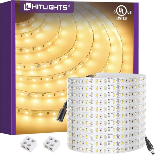Miniatura 8 de HitLights Tira de luces LED de 24 V, color blanco cálido, 2700 K, cinta cortable de 26.2 pies, PCB de 3 onzas, certificación UL, 1325 lúmenes/m