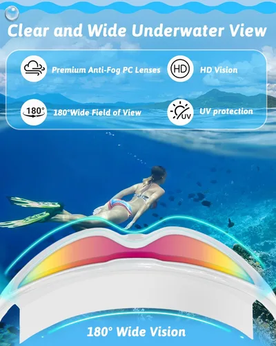 Miniatura 3 de Gafas de natación antivaho anti UV, visión amplia y sin fugas, gafas de natación y gorro de natación para hombres, mujeres, adultos y jóvenes Blanco