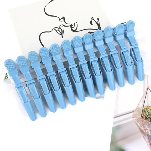 Miniatura 7 de 12 pinzas azules para el cabello, pinzas de peinado para seccionar, pinzas de pelo de cocodrilo para peluquería, accesorios para el cabello