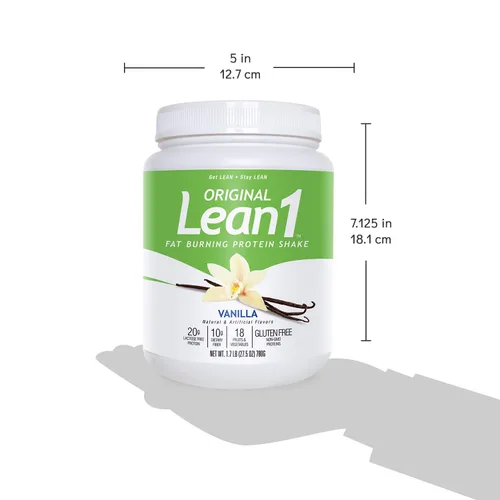 Miniatura 2 de Lean1 Batido de proteínas de reemplazo de comidas, sabor a vainilla, paquete de 2 de 15 tinas para servir