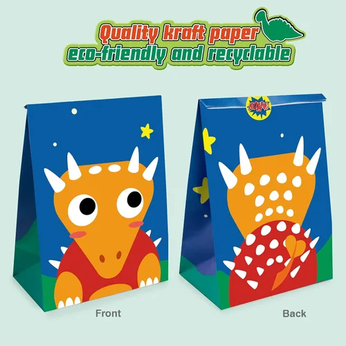 Miniatura 3 de Mocoosy 24 bolsas de recuerdo de fiesta de dinosaurios, bolsas de regalo para niños para suministros de cumpleaños, bolsas de golosinas