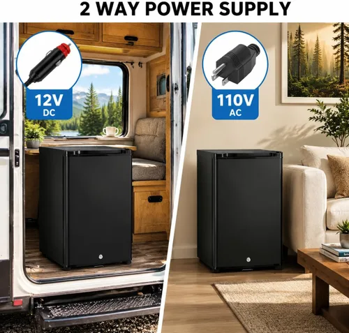 Miniatura 3 de Smad Mini refrigerador con cerradura y llave de 1.0 pies cúbicos, refrigerador compacto de 12 V/110 V, con bloqueo de refrigerador pequeño