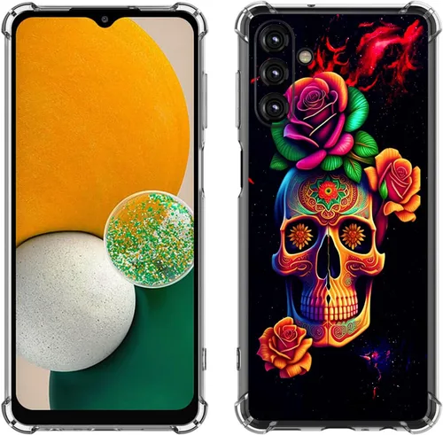 Miniatura 10 de Samsung Galaxy A14 5G - Funda para teléfono celular, diseño de flores de mariposa azul, a prueba de golpes, TPU con bordes elevados, compatible