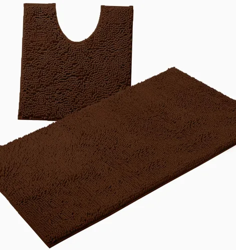 Miniatura 16 de LuxUrux Juego de 2 tapetes de baño de felpa extrasuave, material de microfibra de felpilla de 1 pulgada, color verde súper absorbente