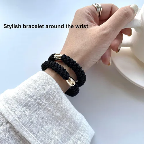 Miniatura 3 de Tanha 15 pulseras para el cabello, ligas para el cabello para mujeres y hombres, soportes para cola de caballo para cabello grueso, fuerte elástico
