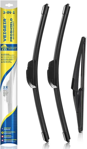Miniatura 31 de Paquete de 3 plumas limpiaparabrisas delanteros y traseros para automóviles, calidad original de fábrica, 15 pulgadas, 15 pulgadas, 13 pulgadas