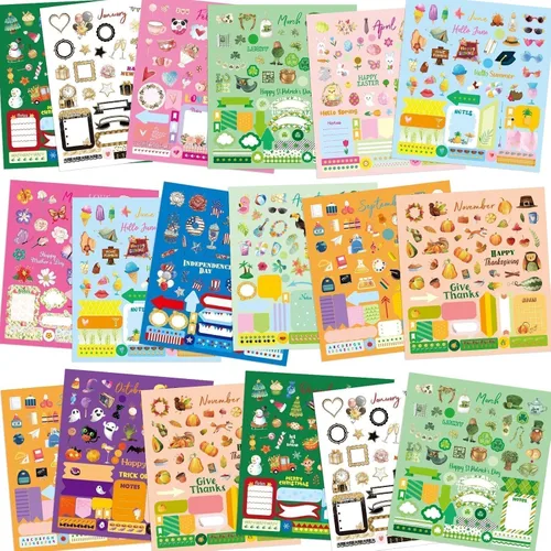 Miniatura 2 de Fancy Land 24 hojas de calcomanías navideñas surtidas para planificador, calendario, diario, álbumes de recortes, calcomanías para niños y adultos