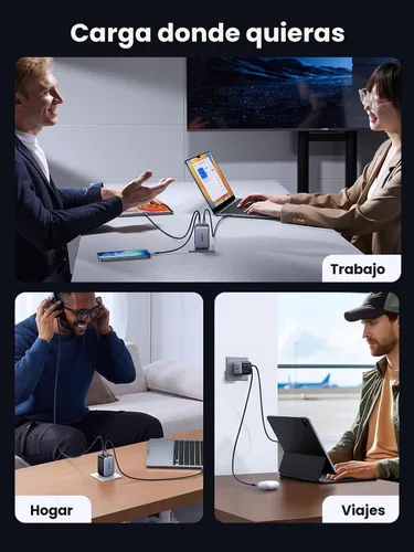 Miniatura 6 de UGREEN Nexode 65W GaN Cargador de Pared USB C, Cargador de 4 Puertos Tipo-C Rápido Compatible con MacBook Pro/Air, iPhone Serie 17/16/15, Galaxy