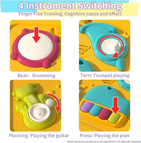 Miniatura 6 de Cubo de Actividades para Bebés, Juguetes de Cubo para Bebés de 6-12 Meses, Tablero Ocupado Musical para Niños Pequeños con 4 Bloques de Formas