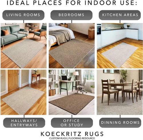 Miniatura 9 de KOECKRITZ Alfombra suave y acogedora para interiores, tamaño personalizado, cortada a pedido, alfombra hecha a medida con bordes encuadernados