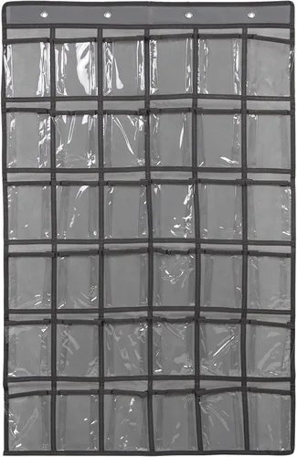Miniatura 15 de Organizador para colgar sobre la puerta, para el aula, para colgar en la pared, puerta, armario, bolsa de almacenamiento de tela duradera, 12 Gris
